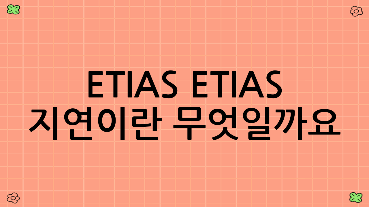 ETIAS ETIAS 지연이란 무엇일까요?
