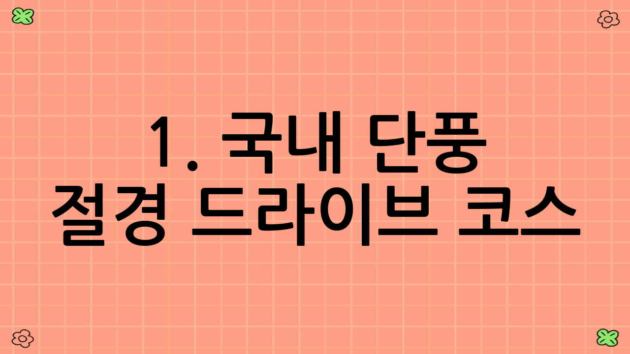 1. 국내 단풍 절경 드라이브 코스