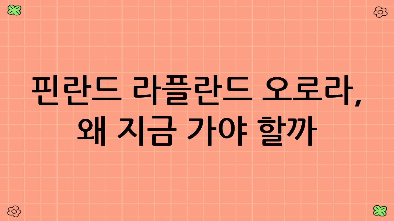 핀란드 라플란드 오로라, 왜 지금 가야 할까? (현재 2025년 9월 관점에서)