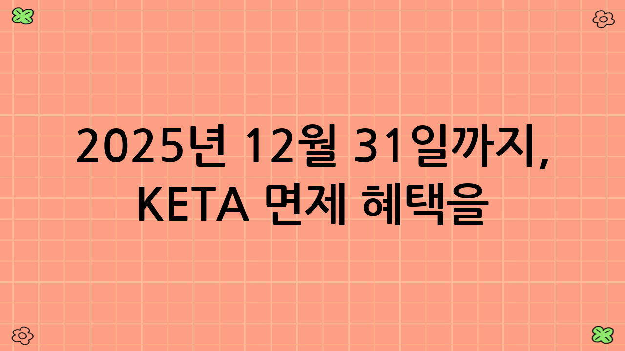 2025년 12월 31일까지, K-ETA 면제 혜택을 누리세요!
