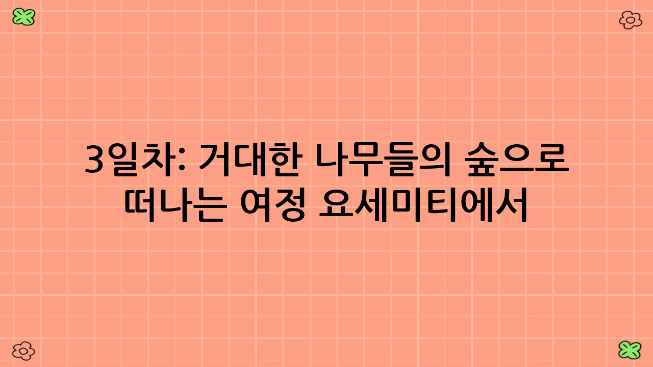 3일차: 거대한 나무들의 숲으로 떠나는 여정 - 요세미티에서 세쿼이아로