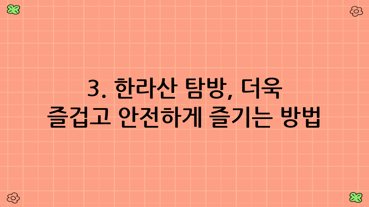 3. 한라산 탐방, 더욱 즐겁고 안전하게 즐기는 방법