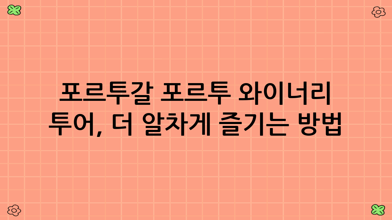 포르투갈 포르투 와이너리 투어, 더 알차게 즐기는 방법