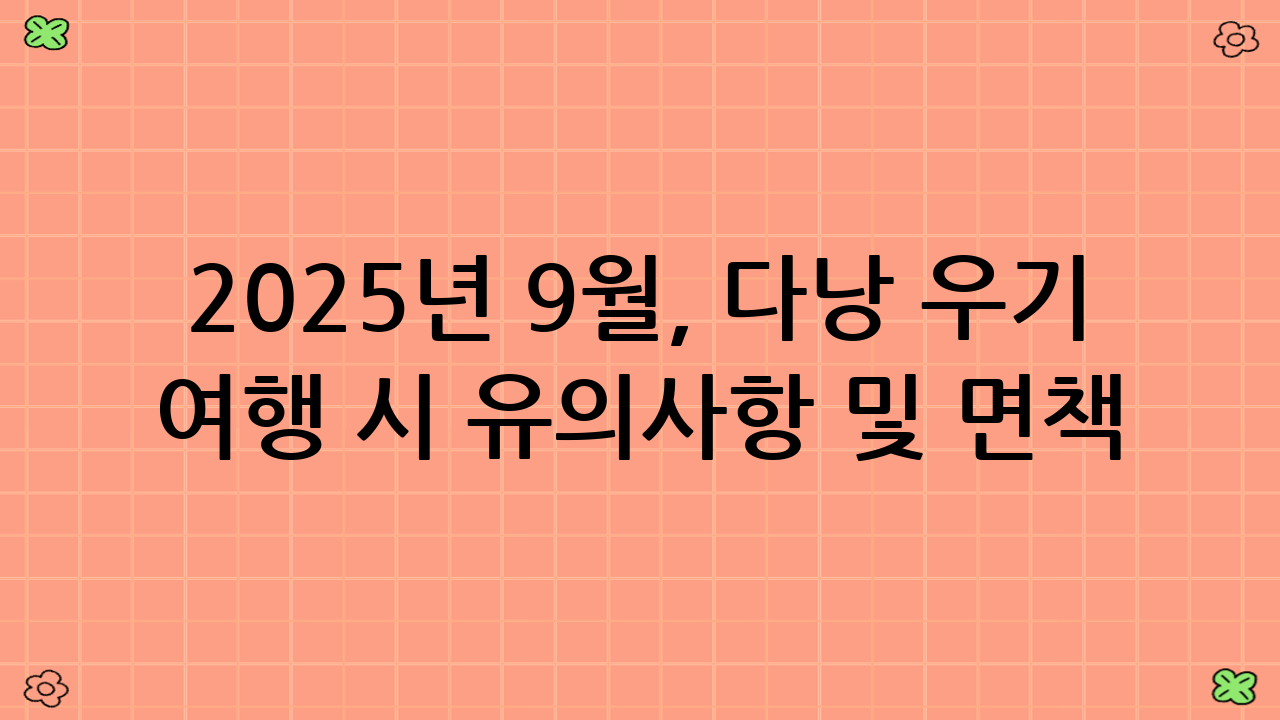 2025년 9월, 다낭 우기 여행 시 유의사항 및 면책 조항