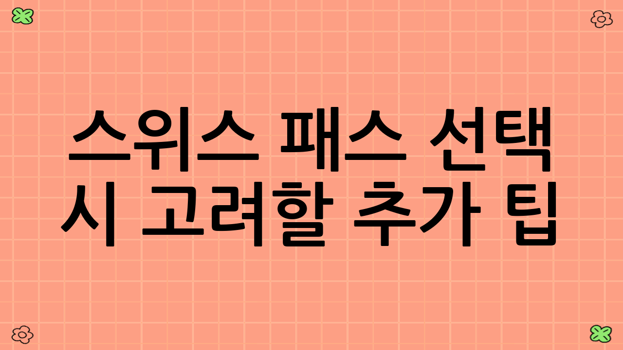 스위스 패스 선택 시 고려할 추가 팁