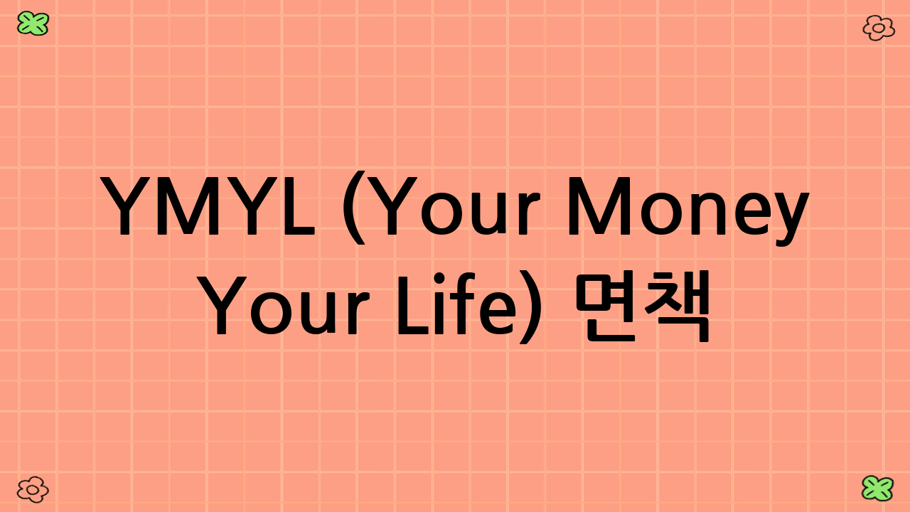 YMYL (Your Money Your Life) 면책 조항 및 중요 공지