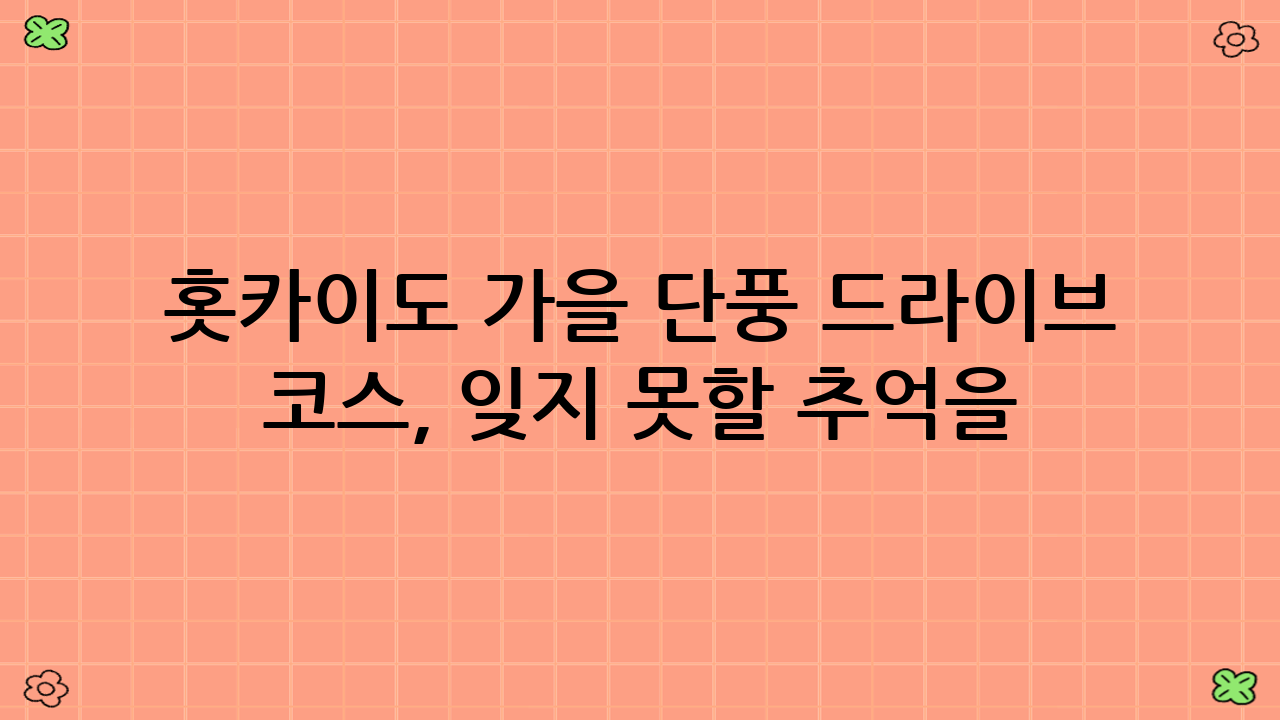 홋카이도 가을 단풍 드라이브 코스, 잊지 못할 추억을 만들 시간!