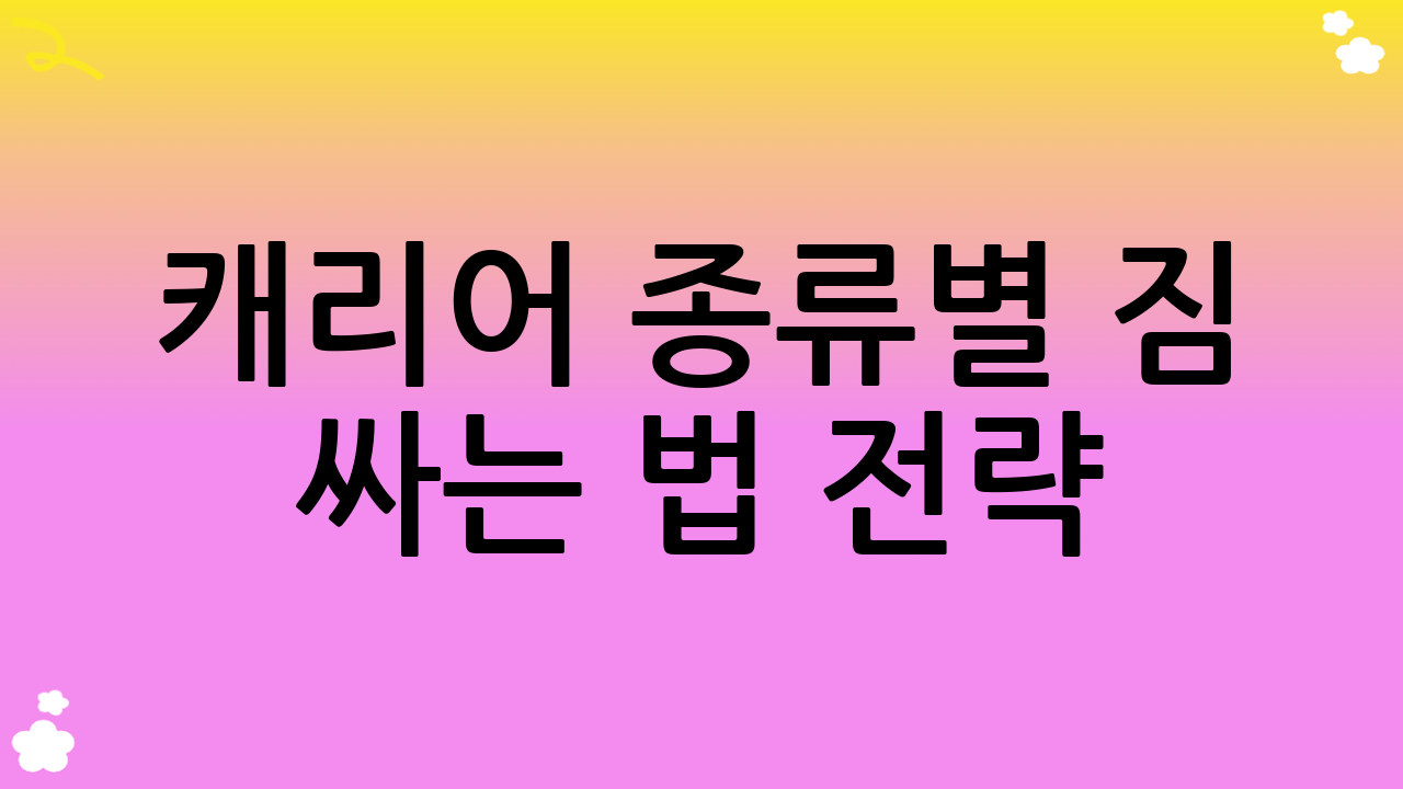 캐리어 종류별 짐 싸는 법 전략: 당신의 여행 스타일에 맞게