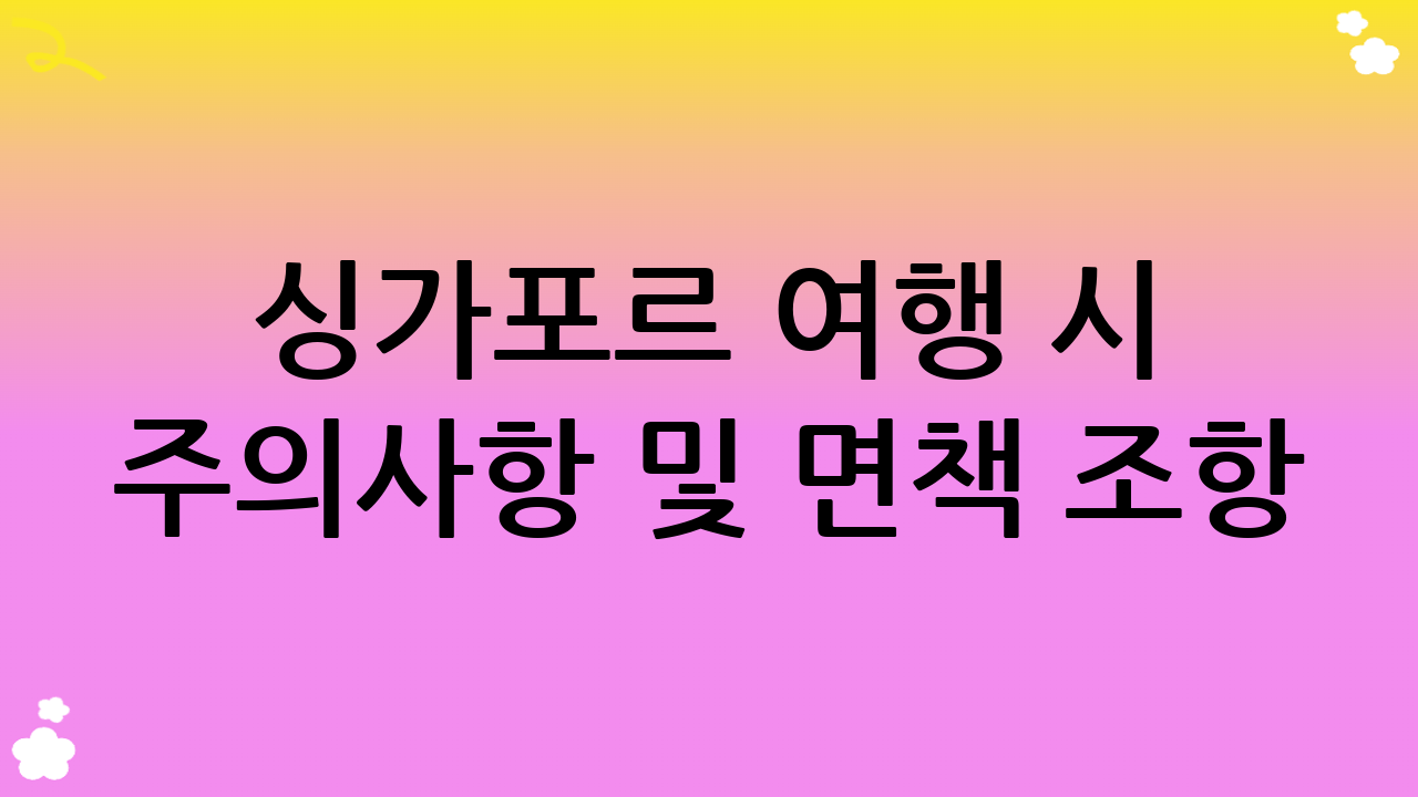 싱가포르 여행 시 주의사항 및 면책 조항 (YMYL)