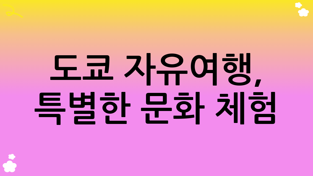 도쿄 자유여행, 특별한 문화 체험